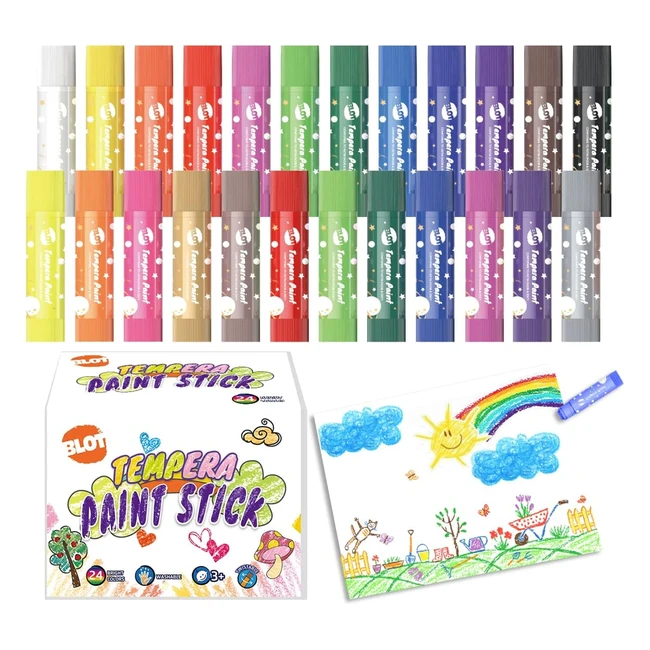 Kit de peinture enfant Blot Gouache Solide Stick - 24 couleurs - Non toxique