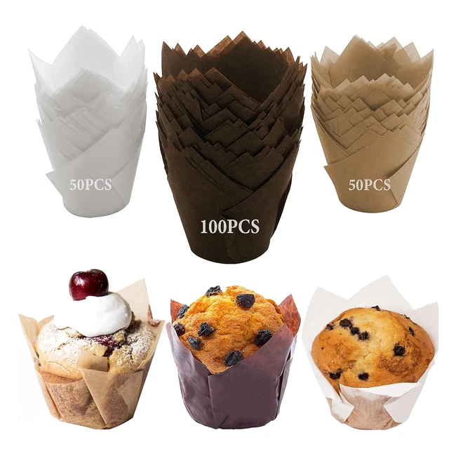 Caissettes Cupcake Luzoon - 200 pices - Moules  muffins en papier de tulipe 