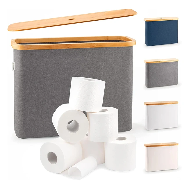 Boîte rangement papier toilette gris - Panier hygiénique en bambou - Organisateur d'accessoires de salle de bains