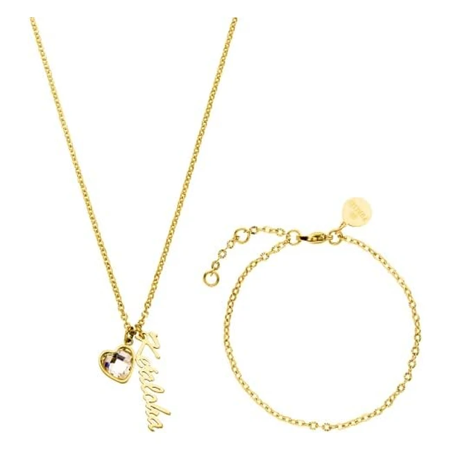 Purelei Ke Aloha Schmuckset Gold - Langlebiger Edelstahl - Wasserfeste Halskette und Armband mit Herzcharm