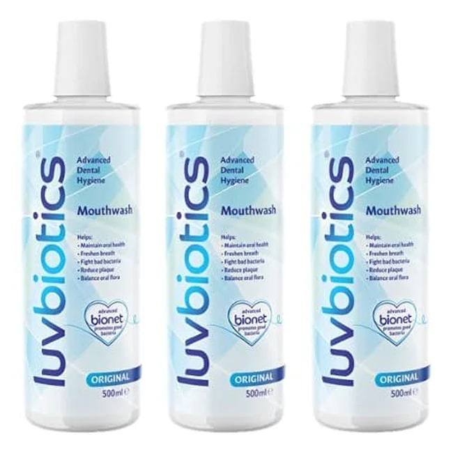 Luvbiotics Mouthwash with Probiotics, Xylitol, 500ml - Pack of 3