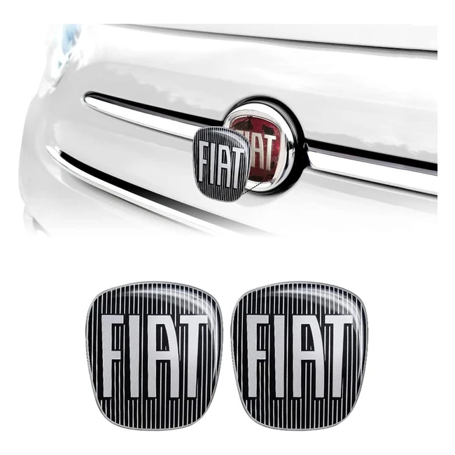 Adhesivo 3D Fiat 14186A2PZ Negro para 500 - Reemplazo Logo Frontal y Trasero