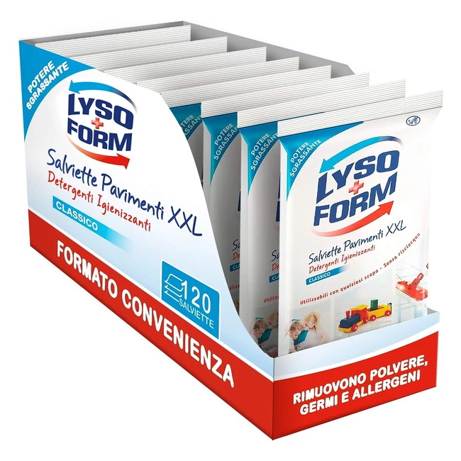 Lysoform Salviette Igienizzanti XXL per Pavimenti Grandi Superfici - Confezioni da 8 - 120 Salviette
