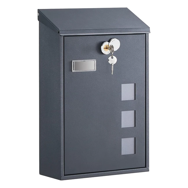 Songmics Post Box Wall Mounted Letterbox Mailbox Copper Lock Cylinder - Easy to 