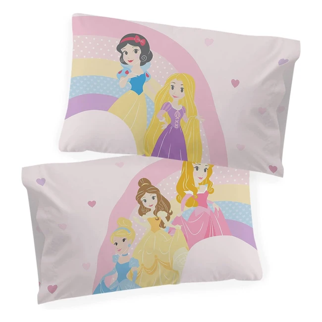 Taie d'oreiller réversible Disney Princesses 50x70 cm 100% coton
