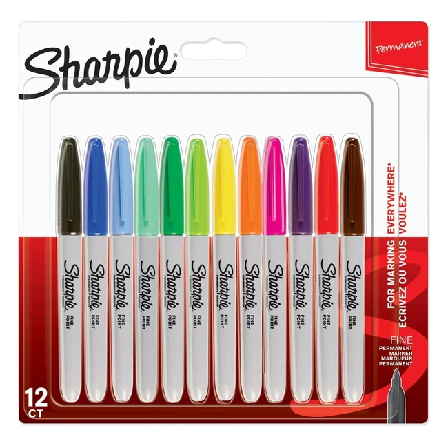 Sharpie Permanent Markers - Fine Point - Assorted Colors - 12 Count