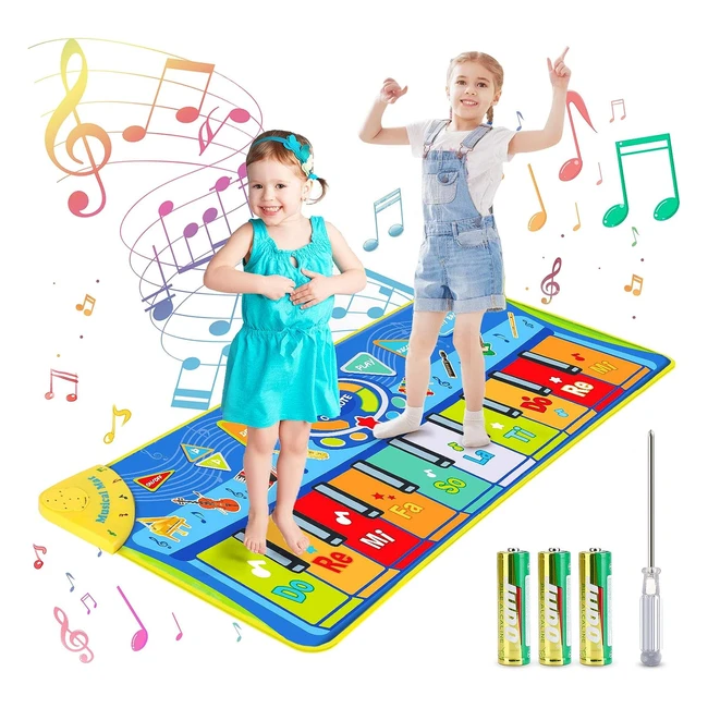 Alfombra de Piano Joylink - Alfombra Musical para Niños - 10 Teclas y 8 Instrumentos - 130x48cm - Azul