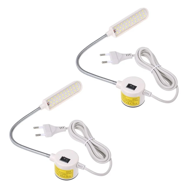 Lámpara LED Lixada 6W para Máquina de Coser - Diseño de Cuello de Ganso - Base Fija - Referencia: 2pcs-6W