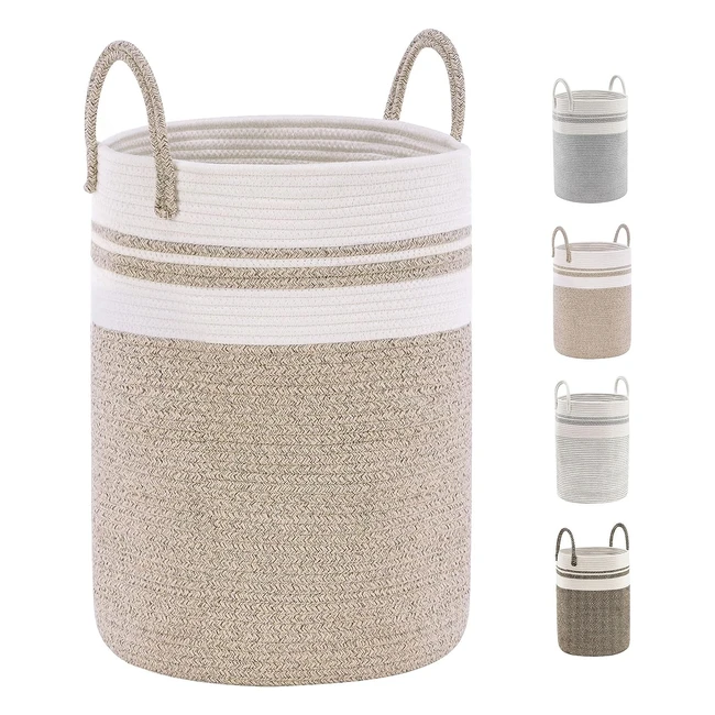 Youdenova Cotton Rope Basket - Large Blanket Basket - Woven Storage Basket - Toy Storage Organizer - Nursery Decor - Laundry Hamper - 58L - Brown
