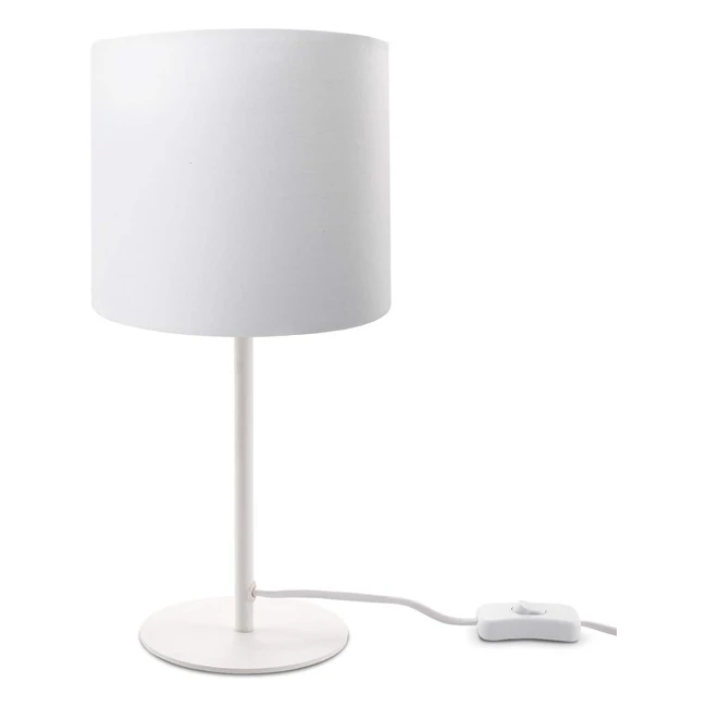Paco Home Tischlampe E14 Lampe für Wohnzimmer und Schlafzimmer, Unifarben, Deko, Lampenfuß weiß, Lampenschirm weiß, 18 cm