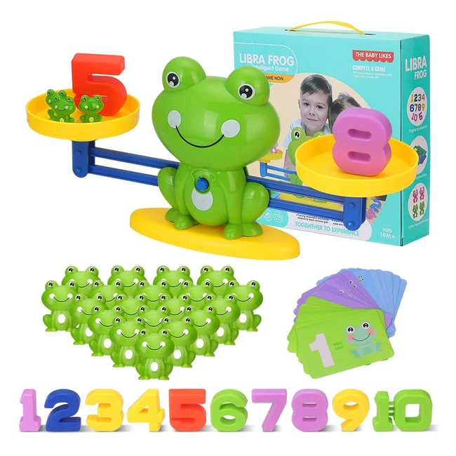 Jouet mathématique Montessori - Balance jeu grenouille - Apprentissage math - 65 pièces