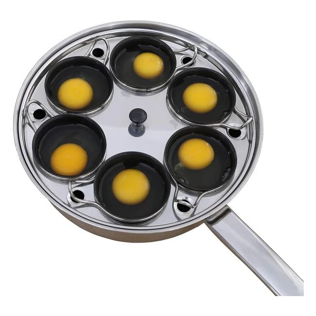 Stainless Steel Egg Poacher Pan - Perfect Poached Egg Maker - Set with 6 Nonstic