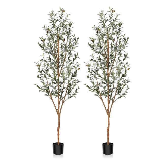 Kazeila Artificial Olive Tree 180cm - Large Indoor Plant with Fruits - Home Deco
