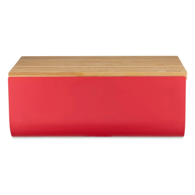 Boîte à pain Alessi Mattina BG03R en acier coloré avec résine époxy et bois de bambou rouge