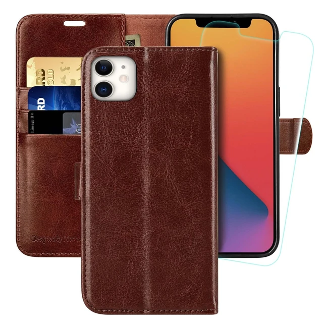 Monasay Wallet Case for iPhone 12 Pro, RFID Blocking Flip Folio Leather Cell Phone Cover