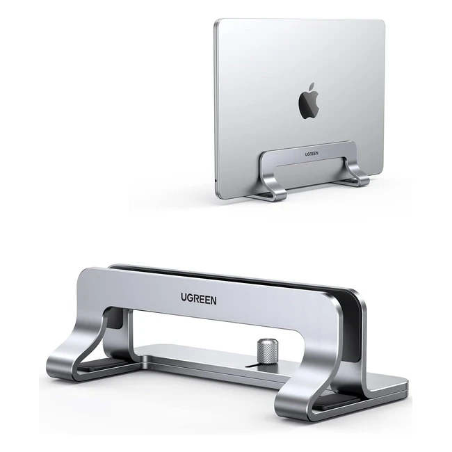UGreen Vertical Laptop Stand for Desk - Adjustable Holder Dock for MacBook Air/Pro, Microsoft Surface - Grey