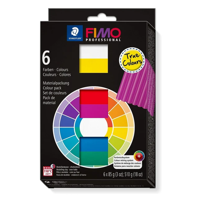 Staedtler 8003 01 ST Fimo Professional True Colours Pack of 6 Assorted Colours -