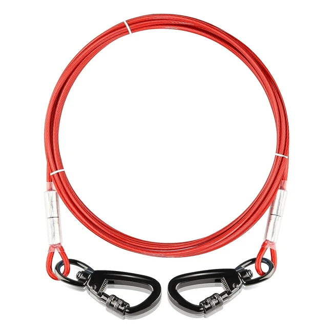 Dog Tie Out Cable with 360 Swivel Lockable Hook and PVC Coating - 120ft Reflective Lead Line