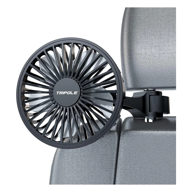 Tripole Car Fan USB Fan with 3 Speeds - Silent Backseat Vehicle Fan for SUV RV -