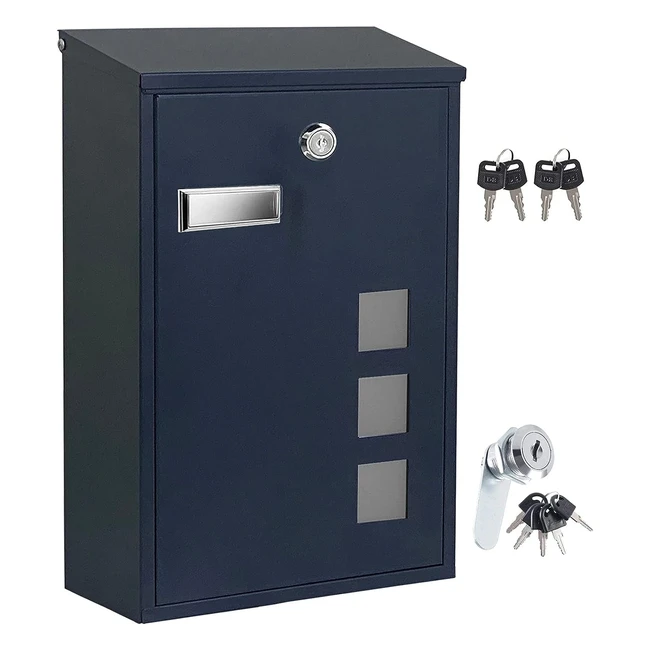 Stonebroo Wall Mounted Post Box - Anthracite Grey - 4 Keys - Rust Resistant