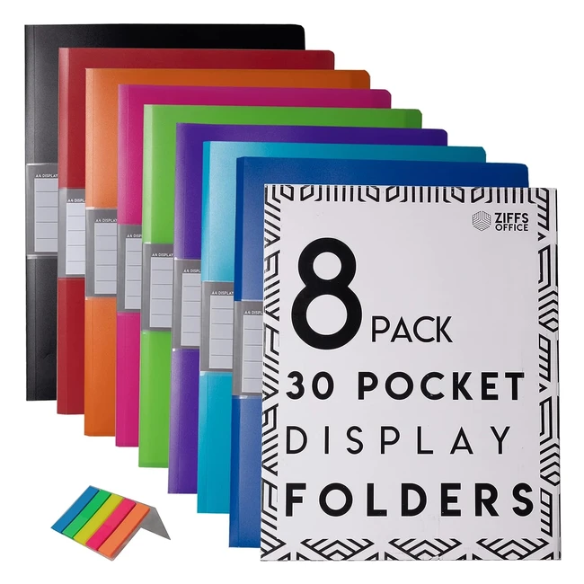 Ziffs Office 8 x 30 Pocket A4 Display Folders - Stay Organized Level Up Your Pr