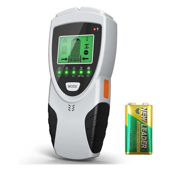 Stud Finder Wall Scanner 5-in-1 | High Precision & Quick Positioning | LCD Display | Wire Warning Indicator