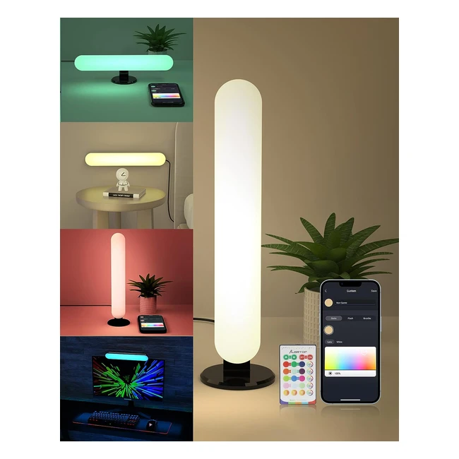 Alantop Smart Desk Lamp with WiFi App Control - Compatible with Alexa & Google - Adjustable White & RGB Colors - Music Sync USB Bedside Lamp