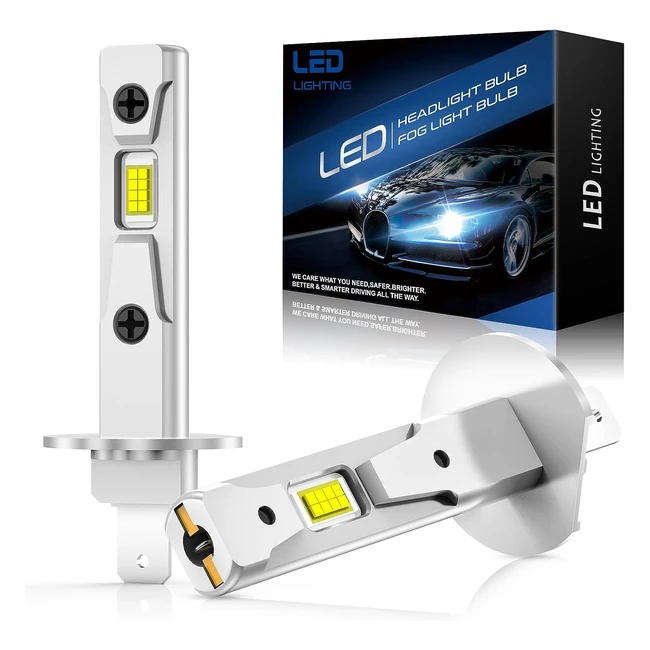 Ampoule H1 LED 2023 améliorée pour voiture et moto - CSP 13000lm 6500K blanc - Remplacement ampoule halogène et kit xenon