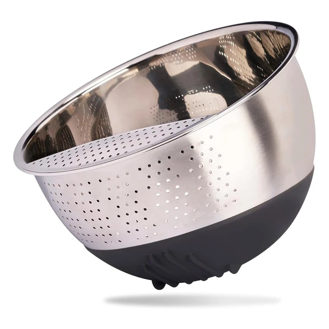 Reishunger Rice Washing Bowl - Stainless Steel Black Strainer - Perfect for Rice