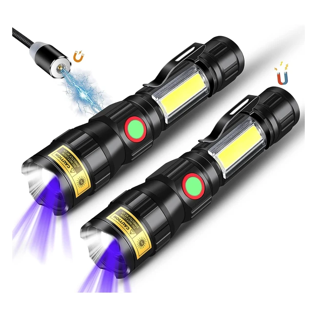 Darkbeam UV365nm Torch USB Magnetic Rechargeable Flashlight Woodslamp LED Ultra