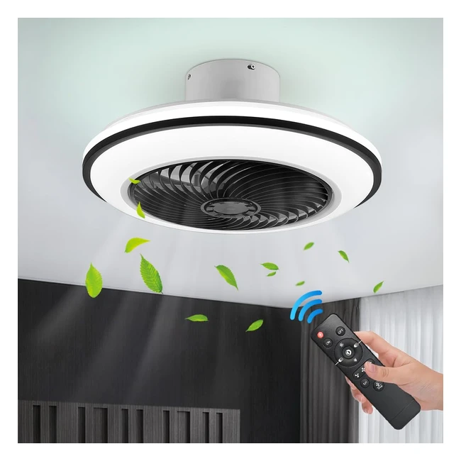 Lokunm Modern Ceiling Fans with Lights - Low Profile Remote Control Dimmable -