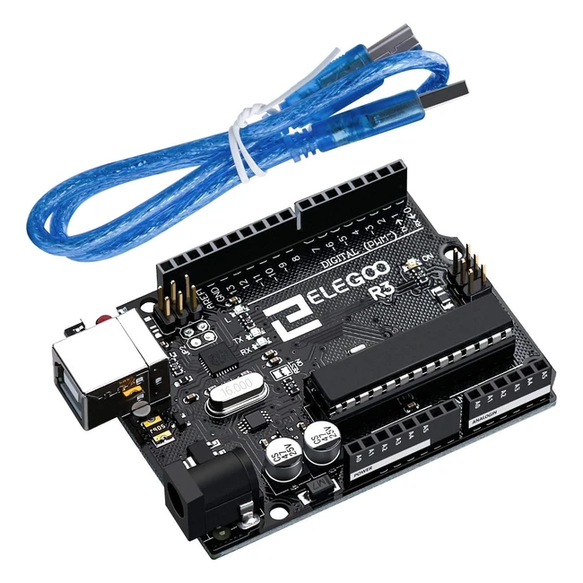 Elegoo UNO R3 Tarjeta Placa con Cable USB y Microcontrolador - ¡Ideal para Proyectos Arduino!