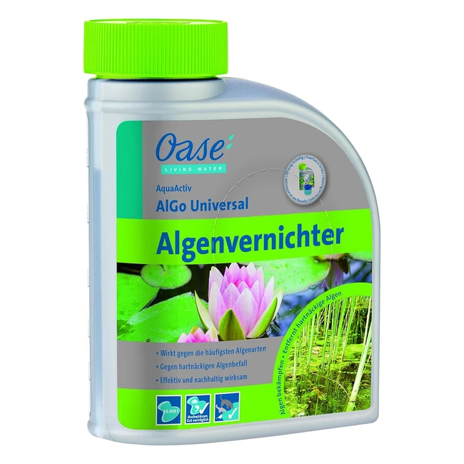 Oase 43137 Aquaactiv Algo Universal Algenvernichter 500 ml - Effektiver Algenentferner für Gartenteich