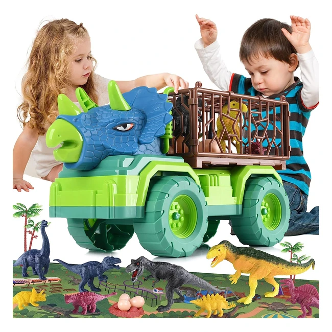 Camion trasporto dinosauri eppo giocattoli per bambini 35 triceratops di grandi dimensioni veicolo carrier car per ragazzi e ragazze 3-8 anni
