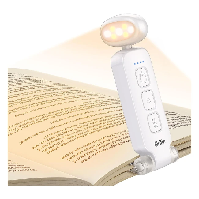 Gritin LED Book Light - Rechargeable Reading Lamp | 3 Eyeprotecting Modes | 5 Brightness Levels | Flexible Mini Light
