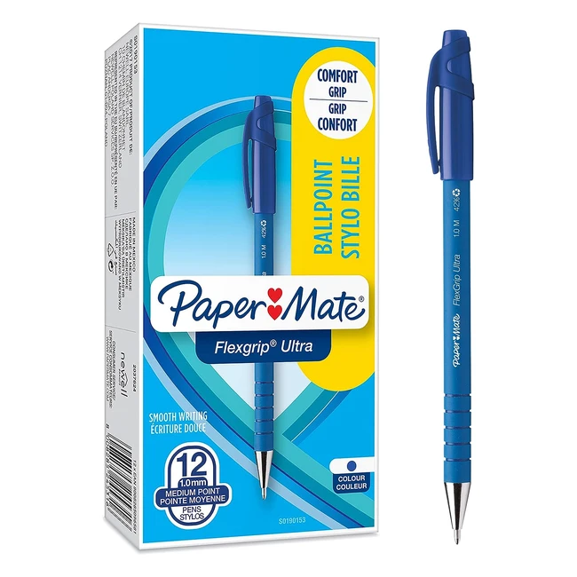 Bolígrafo Papermate Flexgrip Ultra Azul - 12 Unidades