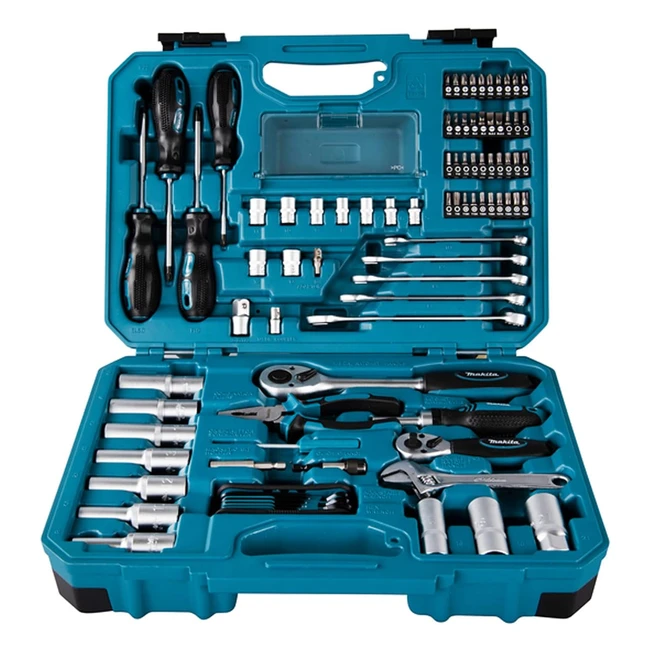 Makita E08458 87 Piece Mechanics Set - Compact, Easy to Carry - Ideal for Car Mechanics, Construction Workers, DIY Enthusiasts