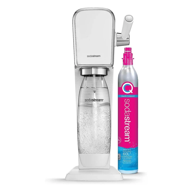 Sodastream Art Bianco - Gasatore d'Acqua per Trasformare l'Acqua in Acqua Frizzante - Incluso Cilindro CO2 - 1 Bottiglia da 1 Litro