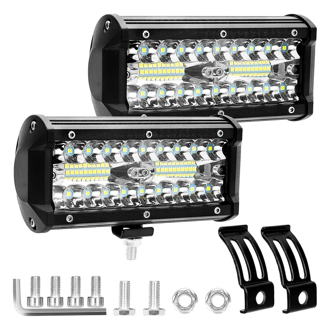 2pcs Foco LED Tractor 7 240W 24000lm Super Bright | Potentes Faros Trabajo LED Coches 6000K IP68 Impermeable