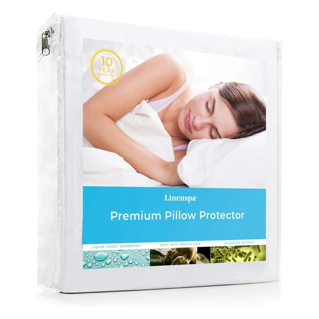 Linenspa Waterproof Pillow Encasement - Blocks Liquid, Standard Size, 360 Protection