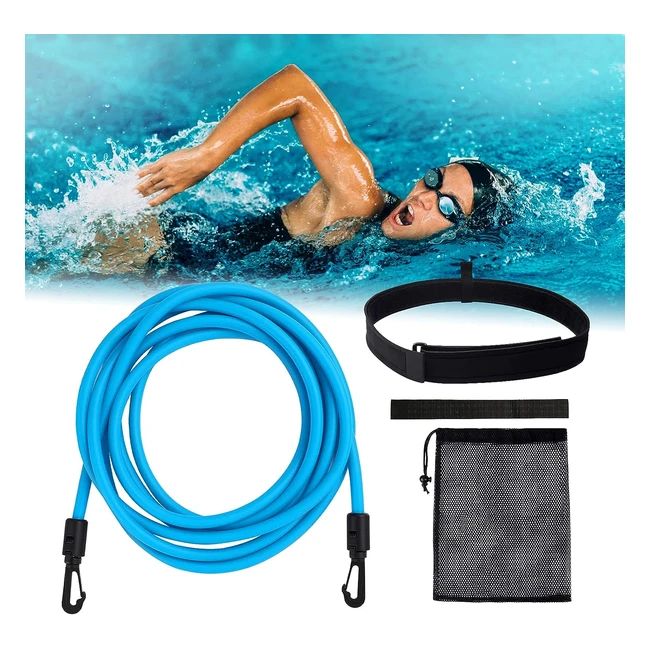 Ceinture de natation élastique 4m réglable - Résistance élastique de nage pour piscine - Entraînement professionnel ou récréatif