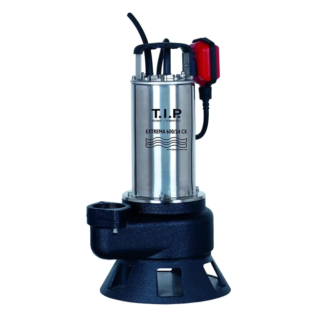 Pompe à eau submersible Tip Extrema 60014 CX - Débit 36000 lh - Puissance 2200 W - Thermorésistant - Hauteur 14 m - Inox et fonte - Couleur argent noir