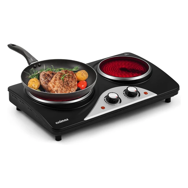 Cusimax Electric Hobs 2100W - Infrared Double Hot Plate with Temperature Control - Portable and Easy to Clean