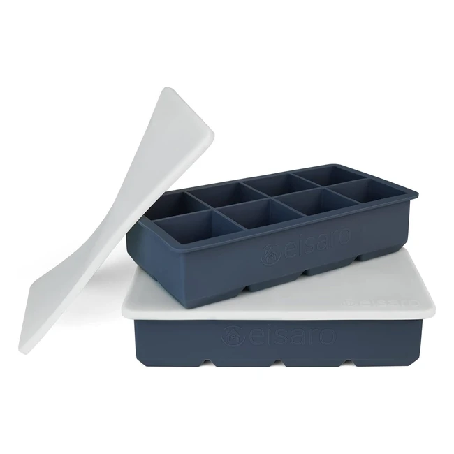 Large Square Silicone Ice Cube Trays with Lids - Set of 2  BPA Free Easy Relea