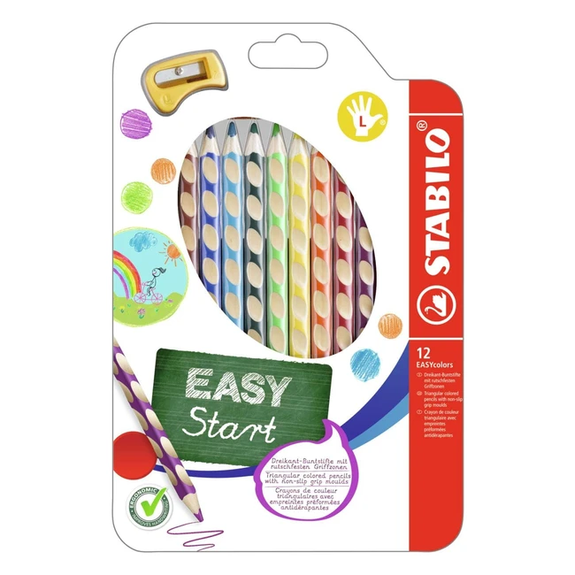 Ergonomischer Buntstift Stabilo Easycolors Linkshänder 12er Pack mit Anspitzer