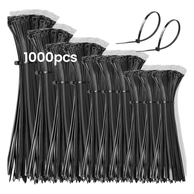 Dunsoo 1000 Bridas Plástico Negras 100-300mm Resistentes a Temperatura para Cables