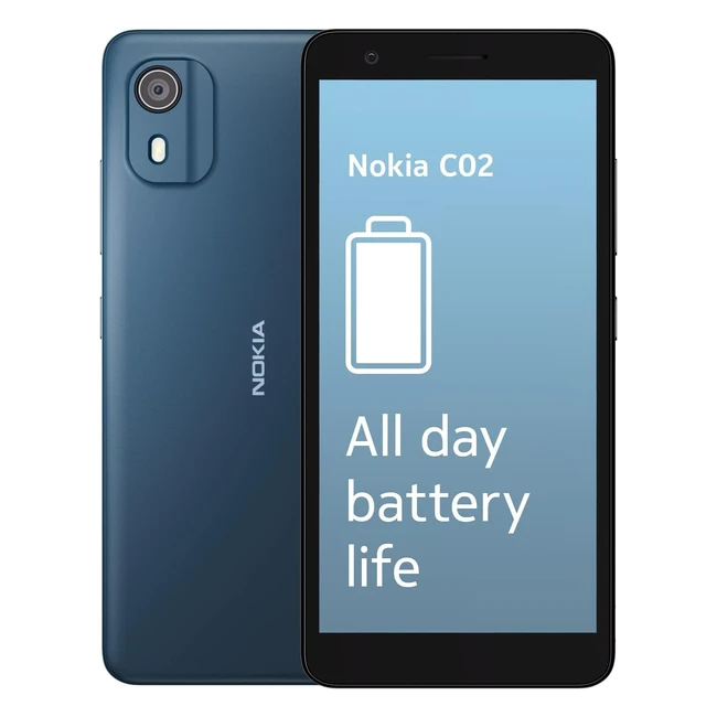 Nokia C02 545 Dual Sim Smartphone - Android 12 Go Edition - 5MP Rear & 2MP Front Camera - 2GB RAM/32GB ROM - IP52 Rating - Cyan