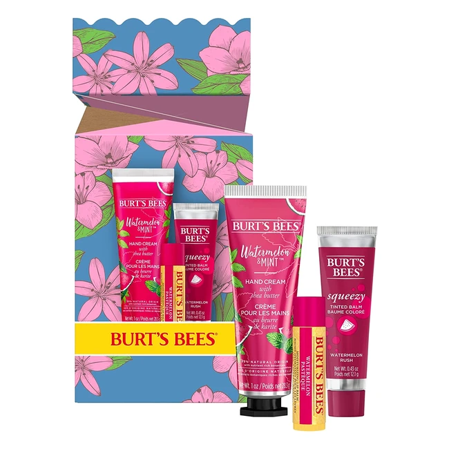 Limited Edition Burts Bees Watermelon Gift Set - Lip Balm, Hand Cream, Tinted Lip Balm