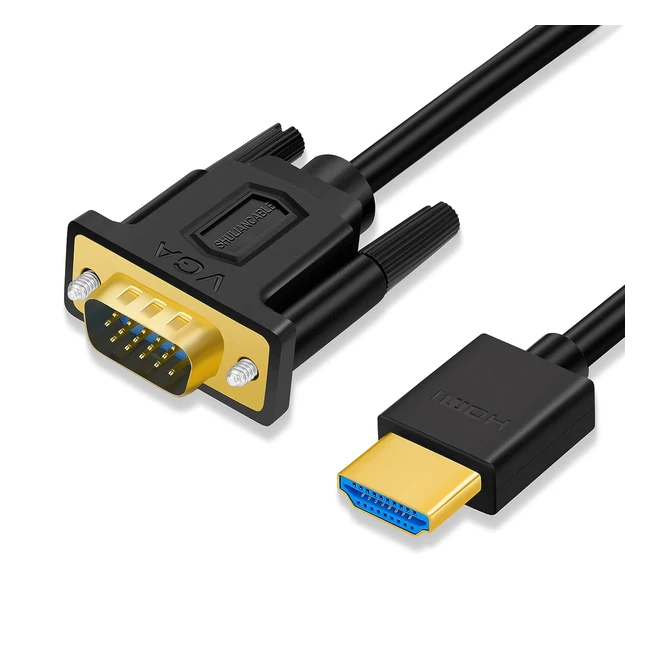 Câble HDMI vers VGA adaptateur plaqué or mâle mâle - Compatible avec ordinateur portable PC moniteur projecteur HDTV 1m