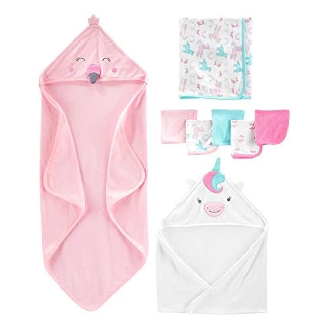 Simple Joys by Carter's Unisex Babies 8-Piece Towel and Flannel Set - Multipacks